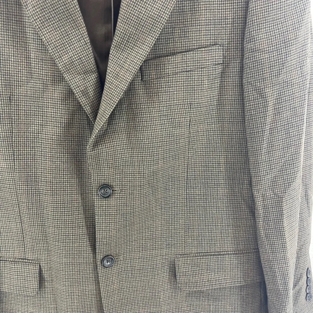 Pronto Uomo Wool Sport Coat Mens 43R‎ Brown Houndstooth Blazer Jacket Academia